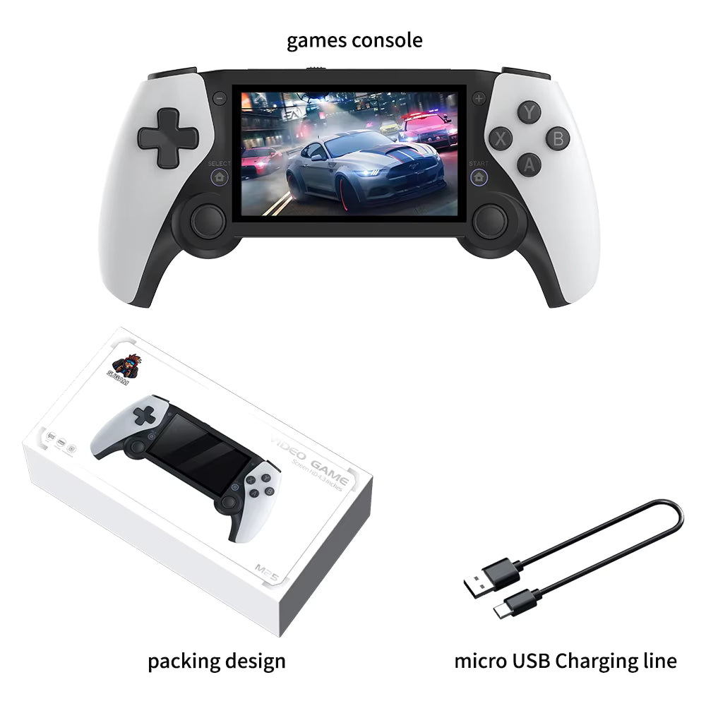 M25 Handheld Game Console Television HDMI-Compatible 4.3 Inch 64G 20000+Games 80 * 272 LCD Screen Handheld HDTV Game Dual Wireless Controller Gift